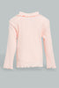 Redtag-Coral-Solid-Ribbed-Tshirt-Plain-Infant-Girls-3 to 24 Months