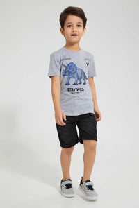 Redtag-Grey-Oversized-Print-T-Shirt-All-Over-Prints-Boys-2 to 8 Years