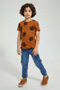 Redtag-Brown-Tiger-Aop-T-Shirt-All-Over-Prints-Boys-2 to 8 Years