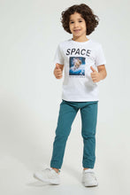 Load image into Gallery viewer, Redtag-White-Embossed-Print-T-Shirt-All-Over-Prints-Boys-2 to 8 Years
