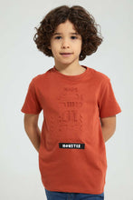 Load image into Gallery viewer, Redtag-Brown-Embossed-T-Shirt-All-Over-Prints-Boys-2 to 8 Years
