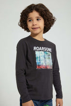 Load image into Gallery viewer, Redtag-Dark-Grey-Dinosaur-Lenticular-Print-T-Shirt-All-Over-Prints-Boys-2 to 8 Years
