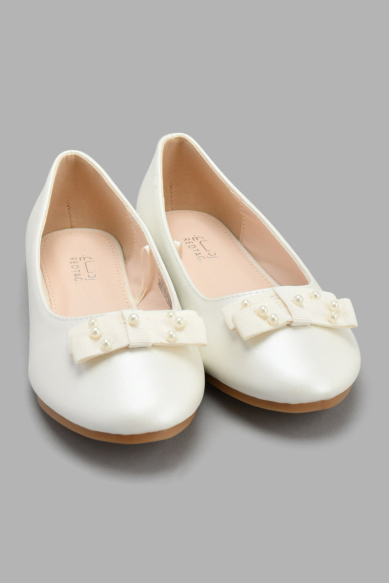 Redtag-White-Bow-Trim-Ballerina-Ballerinas-Senior-Girls-5 to 14 Years