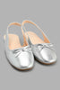 Redtag-Silver-Bow-Trim-Mule-Ballerinas-Senior-Girls-5 to 14 Years