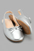 Redtag-Silver-Bow-Trim-Mule-Ballerinas-Senior-Girls-5 to 14 Years