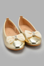 Load image into Gallery viewer, Redtag-Gold-Bow-Trim-Ballerina-Ballerinas-Senior-Girls-5 to 14 Years
