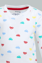 Load image into Gallery viewer, Redtag-White-Car-Printed-Long-Sleeve-T-Shirt-Long-Sleeves-Infant-Boys-3 to 24 Months
