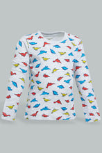 Load image into Gallery viewer, Redtag-Grey-Dino-Printed-Long-Sleeve-T-Shirt-Long-Sleeves-Infant-Boys-3 to 24 Months
