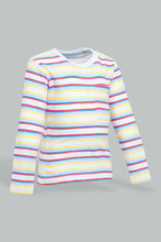 Load image into Gallery viewer, Redtag-Red-And-Yellow-Striped-Long-Sleeve-T-Shirt-Long-Sleeves-Infant-Boys-3 to 24 Months
