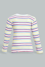 Load image into Gallery viewer, Redtag-Red-And-Yellow-Striped-Long-Sleeve-T-Shirt-Long-Sleeves-Infant-Boys-3 to 24 Months
