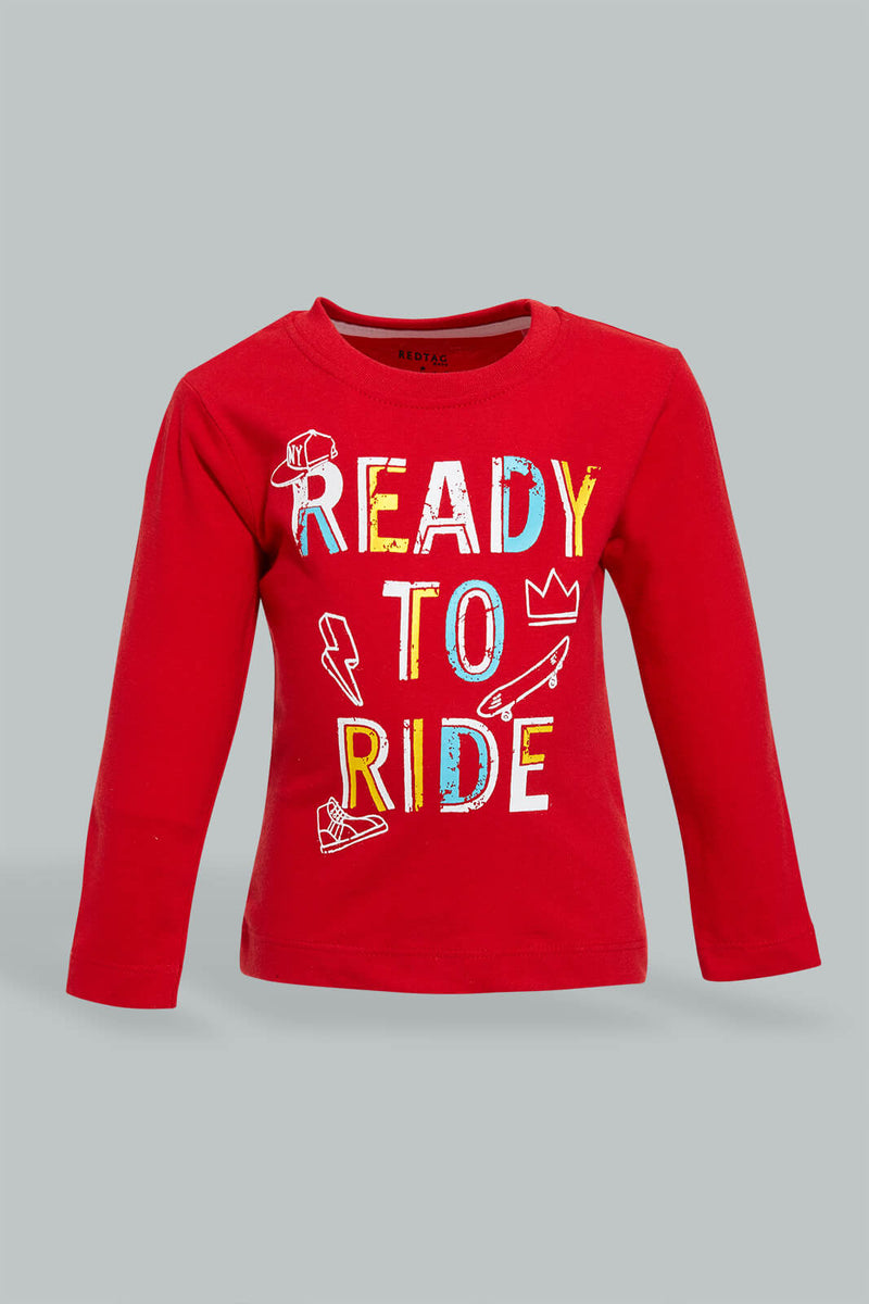 Redtag-Red-Placement-Print-Long-Sleeve-T-Shirt-Long-Sleeves-Infant-Boys-3 to 24 Months