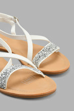 Load image into Gallery viewer, Redtag-White-Diamante-Strap-Sandal-Sandals-Senior-Girls-5 to 14 Years
