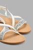 Redtag-White-Diamante-Strap-Sandal-Sandals-Senior-Girls-5 to 14 Years