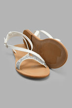 Load image into Gallery viewer, Redtag-White-Diamante-Strap-Sandal-Sandals-Senior-Girls-5 to 14 Years
