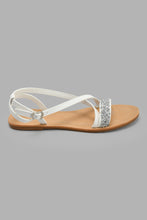 Load image into Gallery viewer, Redtag-White-Diamante-Strap-Sandal-Sandals-Senior-Girls-5 to 14 Years
