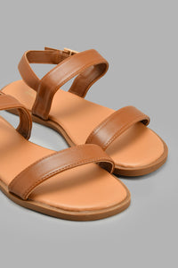 Redtag-Brown-Strap-Sandal-Sandals-Senior-Girls-5 to 14 Years