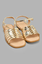 Load image into Gallery viewer, Redtag-Gold-Multi-Strap-Sandal-Sandals-Senior-Girls-5 to 14 Years
