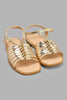 Redtag-Gold-Multi-Strap-Sandal-Sandals-Senior-Girls-5 to 14 Years