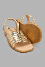 Load image into Gallery viewer, Redtag-Gold-Multi-Strap-Sandal-Sandals-Senior-Girls-5 to 14 Years
