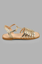 Load image into Gallery viewer, Redtag-Gold-Multi-Strap-Sandal-Sandals-Senior-Girls-5 to 14 Years
