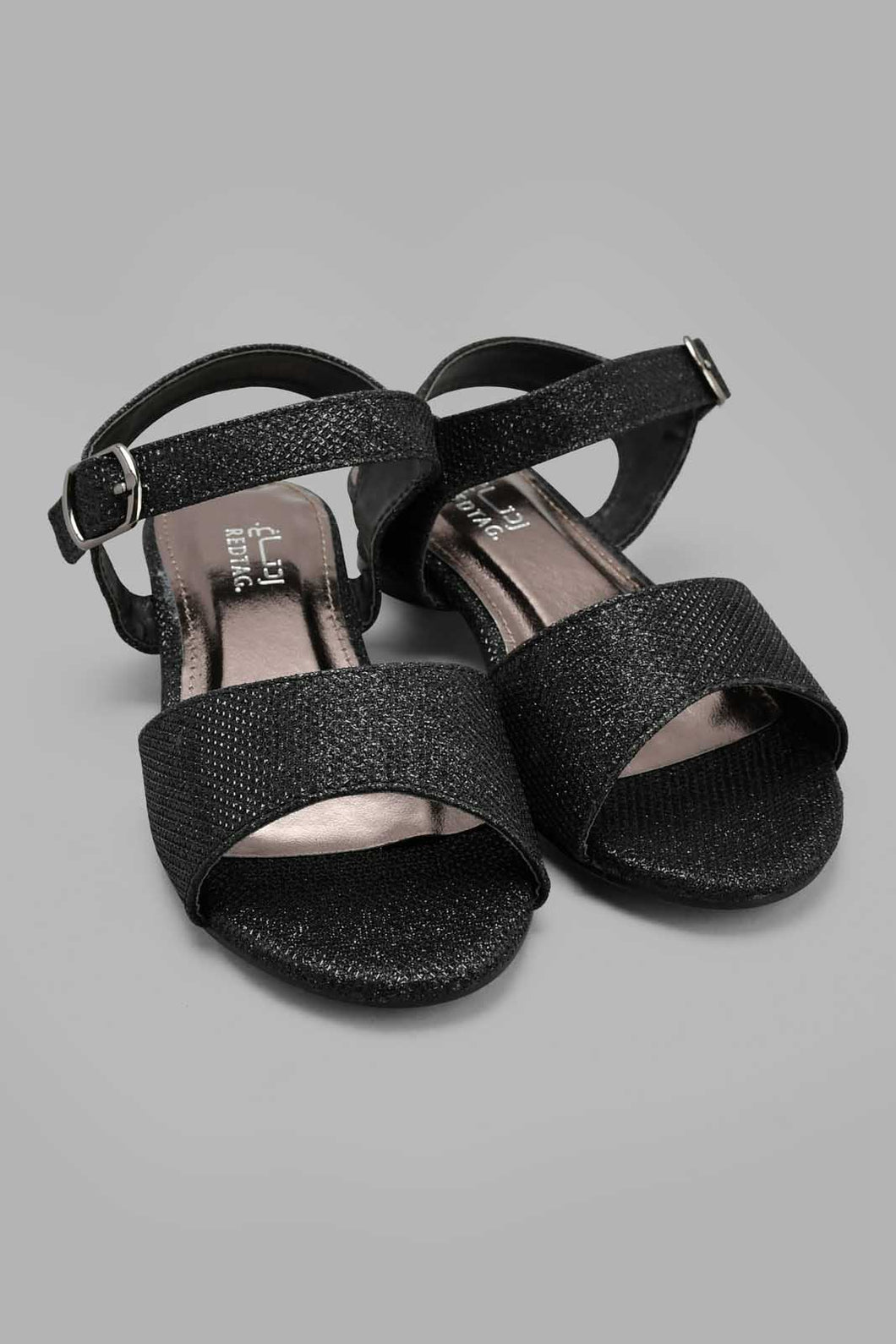 Redtag-Black-Glitter-Heel-Sandal-Sandals-Senior-Girls-5 to 14 Years