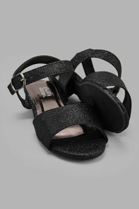 Redtag-Black-Glitter-Heel-Sandal-Sandals-Senior-Girls-5 to 14 Years