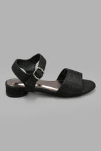 Load image into Gallery viewer, Redtag-Black-Glitter-Heel-Sandal-Sandals-Senior-Girls-5 to 14 Years
