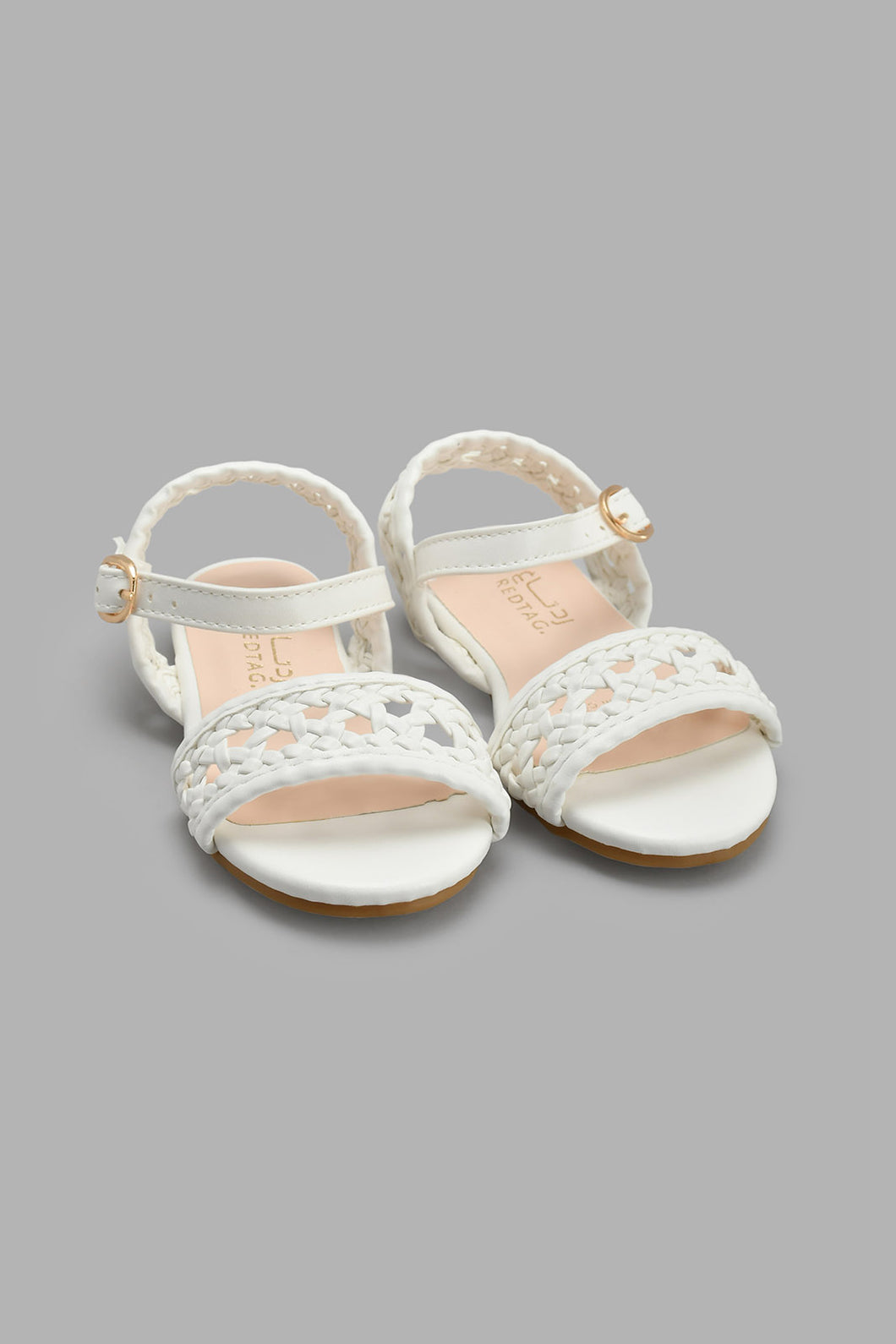 Redtag-White-Braided-Strap-Sandal-Slingbacks-Girls-3 to 5 Years