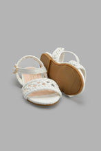 Load image into Gallery viewer, Redtag-White-Braided-Strap-Sandal-Slingbacks-Girls-3 to 5 Years
