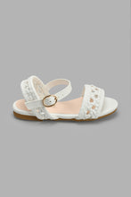 Load image into Gallery viewer, Redtag-White-Braided-Strap-Sandal-Slingbacks-Girls-3 to 5 Years
