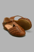 Load image into Gallery viewer, Redtag-Brown-Fisherman-Sandal-Colour:Brown,-Filter:Girls-Footwear-(3-to-5-Yrs),-GIR-Casual-Sandals,-New-In,-New-In-GIR-FOO,-Non-Sale,-S22A,-Section:Kidswear-Girls-3 to 5 Years
