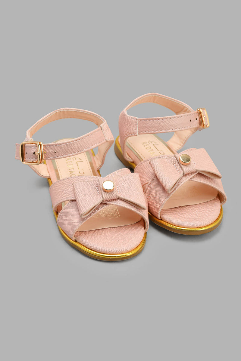 Redtag-Pink-Bow-Detail-Sandal-Sandals-Girls-3 to 5 Years