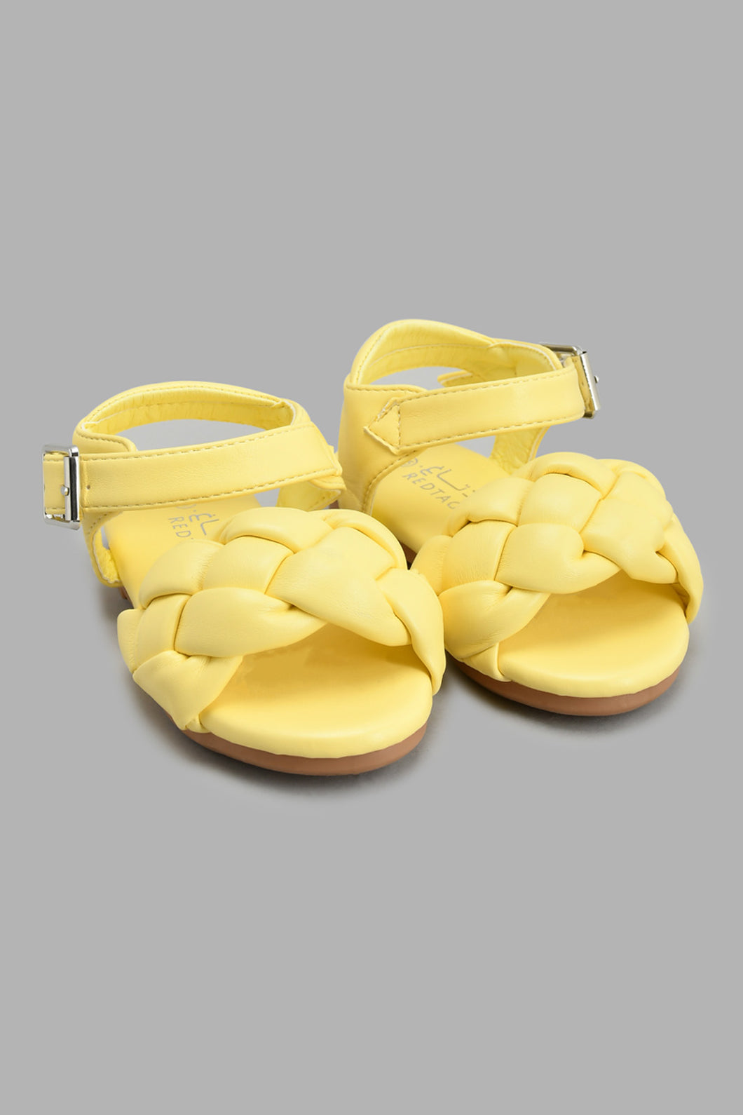 Redtag-Pale-Yellow-Braided-Strap-Sandal-Sandals-Girls-3 to 5 Years