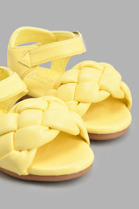 Redtag-Pale-Yellow-Braided-Strap-Sandal-Sandals-Girls-3 to 5 Years