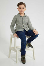 تنزيل الصورة على معرض الصور، Redtag-Olive-Check-Linen-Feel-Long-Sleeve-Shirt-Casual-Shirts-Boys-2 to 8 Years
