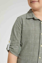 تنزيل الصورة على معرض الصور، Redtag-Olive-Check-Linen-Feel-Long-Sleeve-Shirt-Casual-Shirts-Boys-2 to 8 Years

