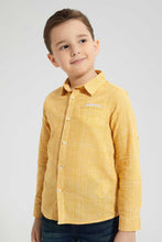 تنزيل الصورة على معرض الصور، Redtag-Yellow-Check-Linen-Feel-Long-Sleeve-Shirt-Casual-Shirts-Boys-2 to 8 Years
