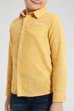 تنزيل الصورة على معرض الصور، Redtag-Yellow-Check-Linen-Feel-Long-Sleeve-Shirt-Casual-Shirts-Boys-2 to 8 Years
