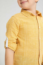 تنزيل الصورة على معرض الصور، Redtag-Yellow-Check-Linen-Feel-Long-Sleeve-Shirt-Casual-Shirts-Boys-2 to 8 Years
