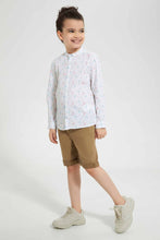 Load image into Gallery viewer, Redtag-White-Robot-Print-Mandarin-Shirt-Casual-Shirts-Boys-2 to 8 Years
