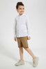 Redtag-White-Robot-Print-Mandarin-Shirt-Casual-Shirts-Boys-2 to 8 Years