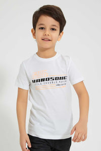 Redtag-Black-Short-Sleeve-Print-Shirt-And-T-Shirt-Set-Casual-Shirts-Boys-2 to 8 Years