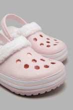 Load image into Gallery viewer, Redtag-Pale-Pink-Clogs-With-Faux-Fur-Clogs-Girls-3 to 5 Years
