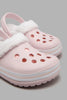 Redtag-Pale-Pink-Clogs-With-Faux-Fur-Clogs-Girls-3 to 5 Years