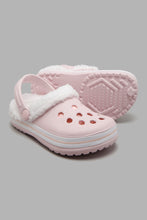 Load image into Gallery viewer, Redtag-Pale-Pink-Clogs-With-Faux-Fur-Clogs-Girls-3 to 5 Years
