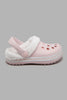 Redtag-Pale-Pink-Clogs-With-Faux-Fur-Clogs-Girls-3 to 5 Years