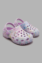 Load image into Gallery viewer, Redtag-Lilac-Clogs-With-Rainbow-Trim-Clogs-Girls-3 to 5 Years
