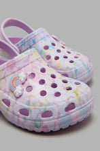 Load image into Gallery viewer, Redtag-Lilac-Clogs-With-Rainbow-Trim-Clogs-Girls-3 to 5 Years
