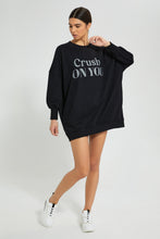 Load image into Gallery viewer, Redtag-Black-Oversize-SweaT-Shirt-Sweatshirts-Women&#39;s-
