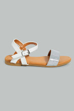 Load image into Gallery viewer, Redtag-White-Glitter-Strap-Sandal-Casual-Sandals-Senior-Girls-5 to 14 Years
